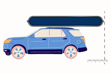 En bil har last som sticker ut bakåt